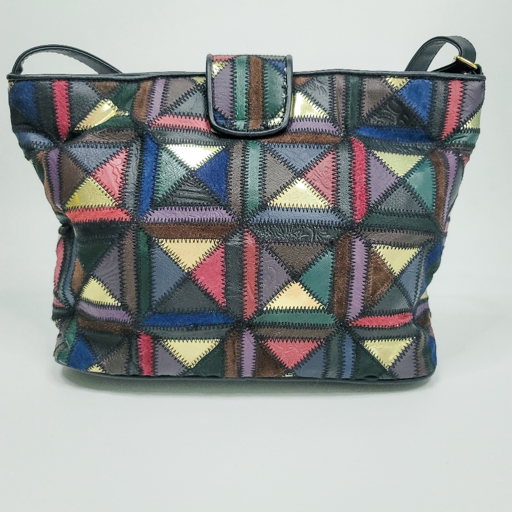La Covina Granny Core Vintage Leather Patchwork Purse And Wallet Set View 3